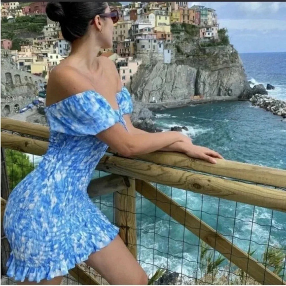 Faithfull the brand Magnolia tye dye ruched mini dress - Picture 1 of 11